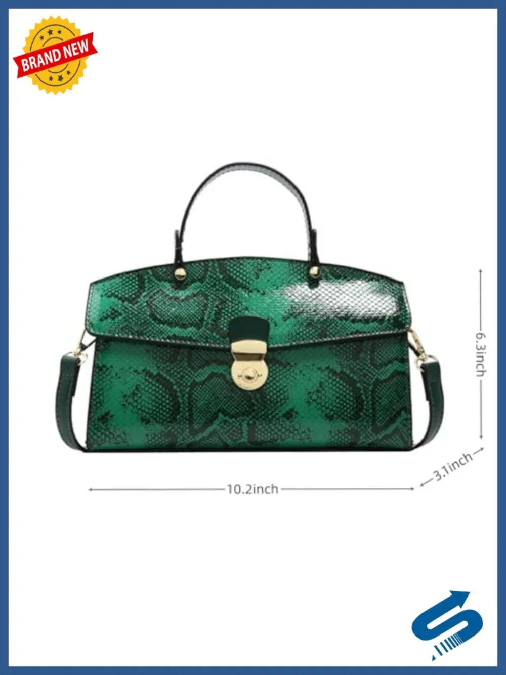 Vintage Snake Print PU Leather Satchel Handbag Convertible Crossbody